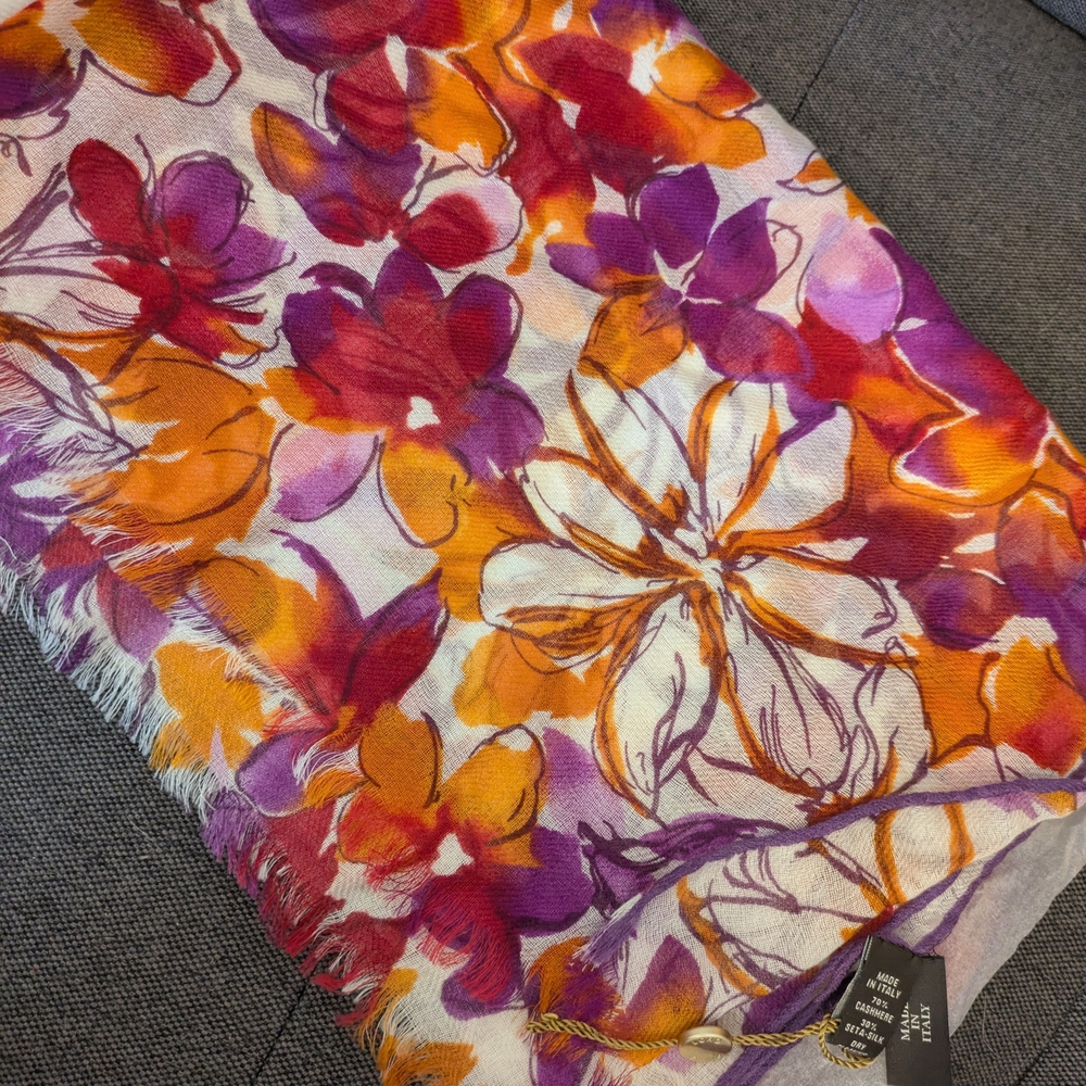 Loro Piana Floral Scarf With Gift Box And Bag